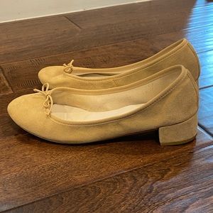 Repetto Nude Suede Shoe w/ Chunky Heel, 38.5